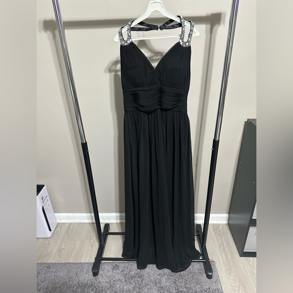 Black Halter Gown Beaded Straps